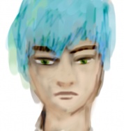 blue hair boy by akai