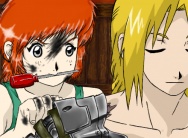 Seras naprawia Ed'owi rękę xD by Seras