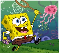 evil sponge jellyfishing~! by eda