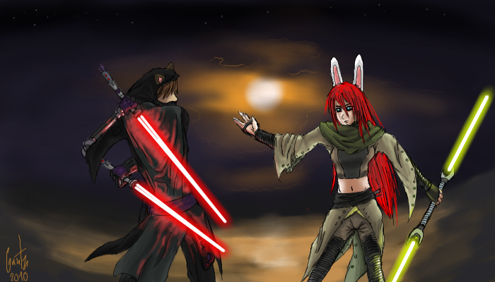 cat 'n bunny jedi knights by gantzer - 22:14, 15 Feb 2010