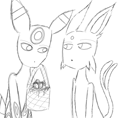 Umbreon and Espeon Easter Doodle by KulockDarkness - 19:31, 25 Apr 2011