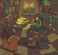 In the Library by Afrobanan